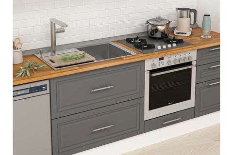 ALVİNKA 390X240 CM KLASİK MEBRAN MUTFAK DOLABI, MBB E90B50S50 1 MEBRAN ANTRASİT SUNTALAM