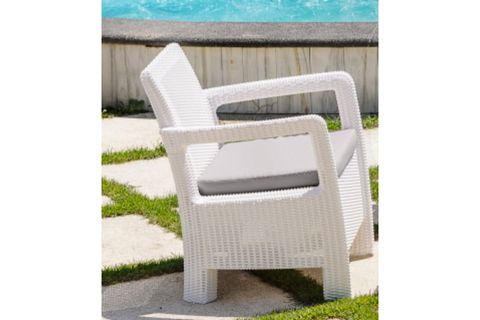 TARİFA ÜÇLÜ PLASTİK RATTAN BAHÇE OTURMA GRUBU BEYAZ