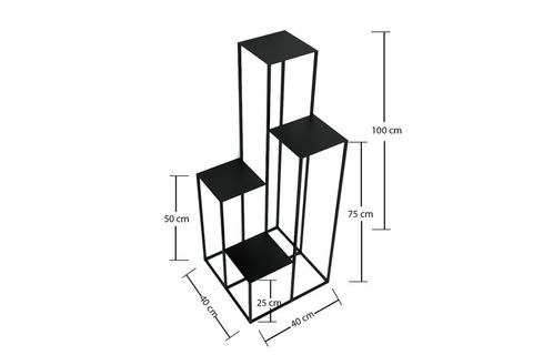 MARANTA METAL SAKSILIK ÇİÇEKLİK RAF, SİYAH, 100 CM