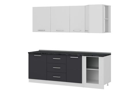 MİNAR 225CM KÖŞE MUTFAK DOLABI BEYAZ ANTRASİT K225A3