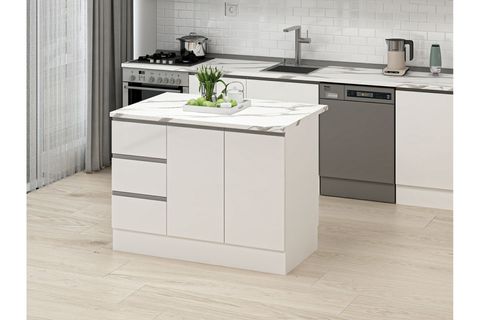 ALVİNKA 120 CM HG_J ADA MUTFAK DOLABI, BEYAZ BEYAZ SUNTALAM
