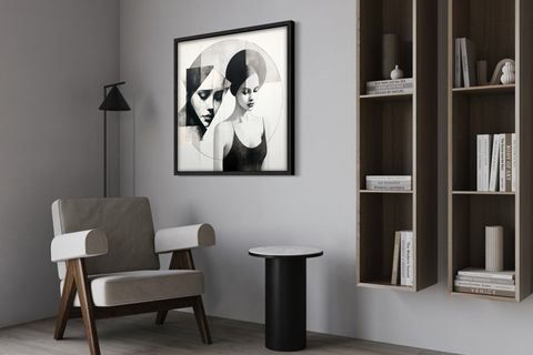 AHŞAP TRAVERTEN DOKULU SOYUT TABLO, BLACK MELANCHOLY