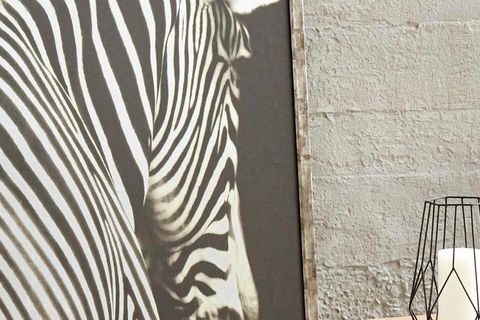 ZEBRA GÜMÜŞ DERİ ÜZERİNE BASKILI ÇERÇEVELİ TABLO 90X150