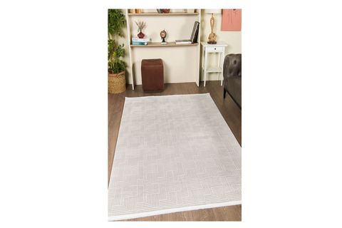 MONO KOLEKSİYONU MODERN SIK DOKUMA SAÇAKLI MAKİNE HALISI, GRİ, 200X290