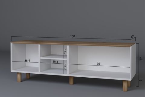 BOHEM SERİSİ NATURA PVC HASIR DESEN TV ÜNİTESİ, GARDEN MEŞE BEYAZ