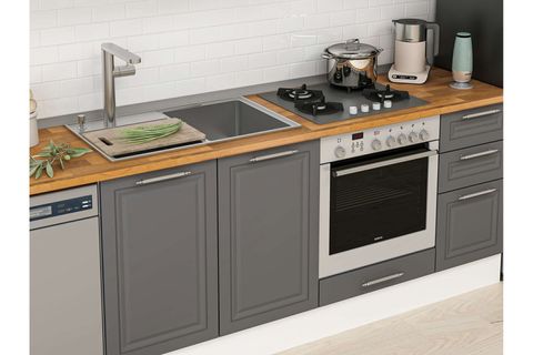 ALVİNKA 285X210 CM KLASİK MEBRAN MUTFAK DOLABI, M E80S45S40 3 MEBRAN ANTRASİT SUNTALAM