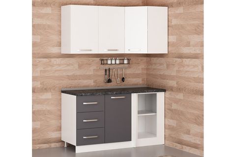 MİNAR 150CM KÖŞE MUTFAK DOLABI BEYAZ ANTRASİT K150A3