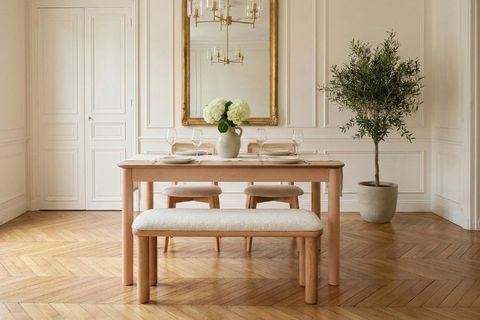 ELENA NATURAL AHŞAP AÇILIR BENCHLİ MUTFAK MASA TAKIMI, 80X120 CM