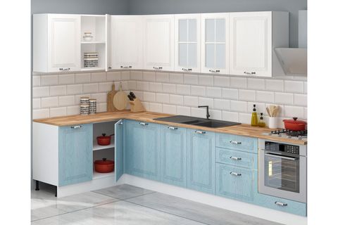 PASTEL ANKASTRE MODÜLLÜ TEZGAHLI MDF HAZIR MUTFAK DOLABI, 430 CM