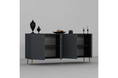 DROP KONSOL, 4 KAPAKLI 4 RAFLI, ANTRASİT-ALTIN