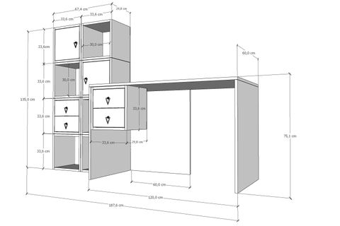 BK ÇALIŞMA MASASI, KİTAPLIKLI