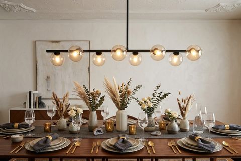 BESTE SIRALI ŞEFFAF CAMLI SİYAH AVİZE, SEKİZLİ