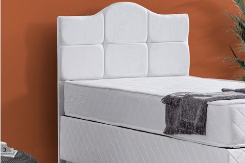SOFİA TEK KİŞİLİK BAZA BAŞLIK YATAK SETİ BEYAZ 90X190