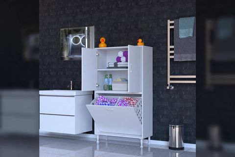 İLKİM ALT MODÜL SEPET ÜST MODÜL KAPAKLI BANYO DOLABI, 75 CM