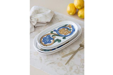 THE MİA LİMONCELLO OVAL SERVİS TABAĞI 2Lİ SET GRİ 29 CM