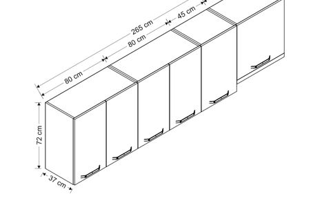 MİNAR 265 CM MUTFAK DOLABI BEYAZ 265-B5-ÜST MODÜL