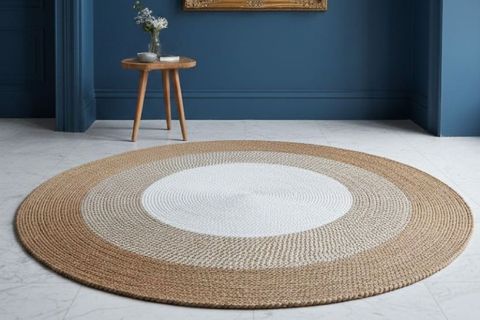 ORBITA YUVARLAK JÜT HALI, BEYAZ NATURAL, 120 CM