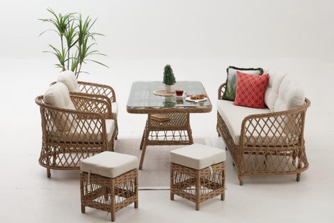 PALMA RATTAN ÜÇLÜ OTURMA GRUBU, CAPPUCCINO
