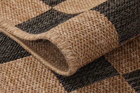 PERA HALI KAHVE VE SİYAH DAMA DESENLİ SİSAL TARZI HALI FM04BL 80X150 CM