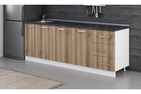 MİNAR 225 CM MUTFAK DOLABI BEYAZ DORE 225-D1-ALT MODÜL