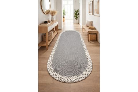 RİXO ÇİFT TARAFLI JÜT GRİ OVAL HALI, 100X200