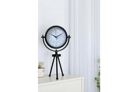 MUYİKA SİYAH TRİPOD AYAKLI METAL MASA SAATİ