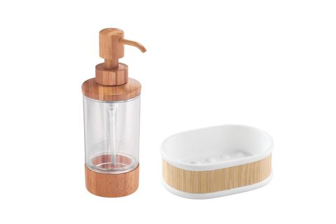 SIVI SABUNLUK VE SABUNLUK İKİLİ BANYO SETİ, BAMBU MODEL