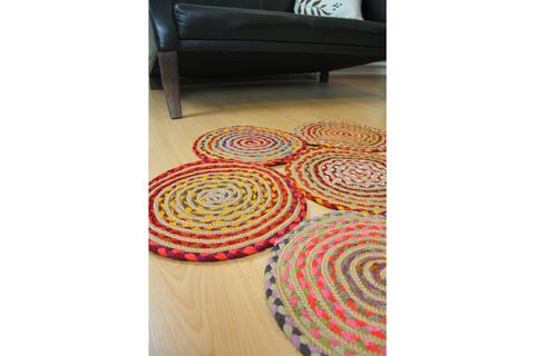 AADAN RENKLİ RUSTİK TASARIM JÜT HALI, YUVARLAK 200X200