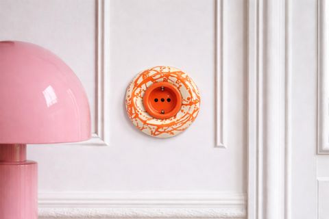 PORSELEN PRİZ, TURUNCU SIÇRATMALI