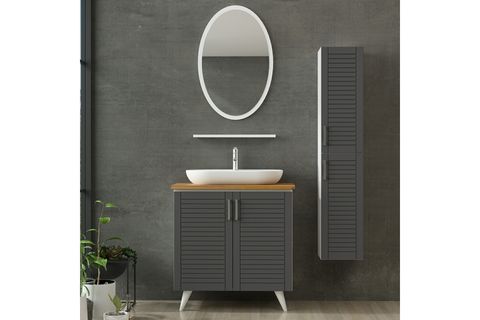 VERA BANYO DOLABI AY2K150, BEYAZ ANTRASİT, 100CM