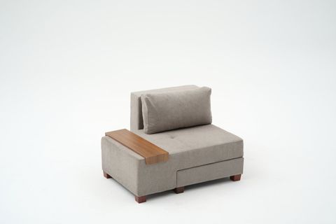 PERENNA YATAKLI TEKLİ KOLTUK, ŞÖNİL, GRİ, SOL