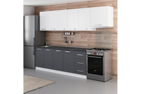 MİNAR ELİF 285 CM MUTFAK DOLABI BEYAZ ANTRASİT 285-A7