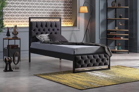 MİTHRA METAL KARYOLA, SİYAH, ANTRASİT 90X200