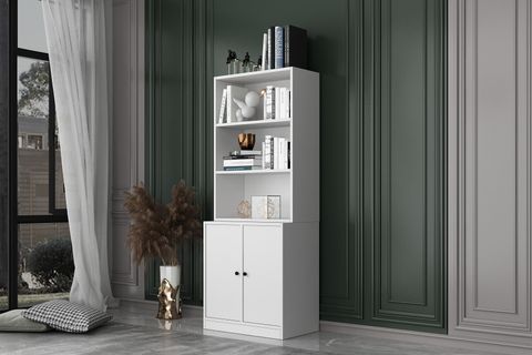 BKCONCEPT 2 KAPAKLI RAFLI KİTAPLIK, 65 CM, BEYAZ, KTP-1270-Ç