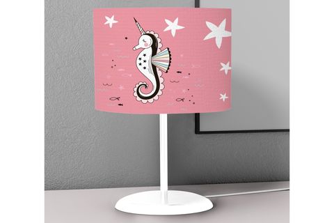 PEMBE DENİZATI VE DENİZYILDIZI DİJİTAL BASKILI ABAJUR