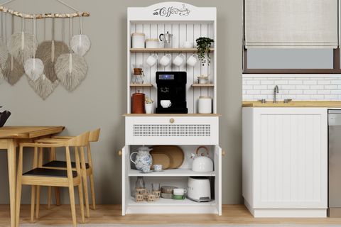 LUCAS 2 KAPAKLI PVC HASIR DESEN KAHVE KÖŞESİ, AÇIK CEVİZ BEYAZ