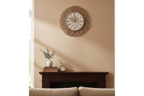 BOHEM HASIR ÇERÇEVELİ DUVAR SAATİ, 43 CM, HOM-1322