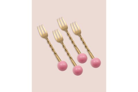 THE MİA GLOBE KOKTEYL ÇATALI PEMBE 4 PARÇA