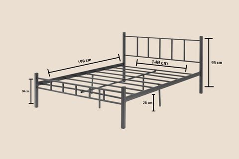 EVGER METAL KARYOLA, K90, SİYAH, 140X190