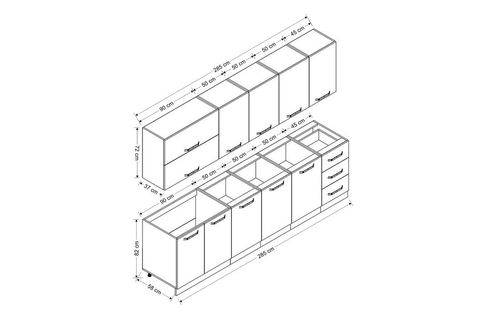 MİNAR ATLANTİS 285 CM MUTFAK DOLABI BEYAZ DORE 285-D1
