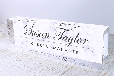 OFİS MASASI İSİMLİK, BEYAZ MERMER 2