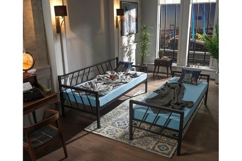 UNİMET GLORY DAYBED YAVRULU METAL KARYOLA, SİYAH, 90X200