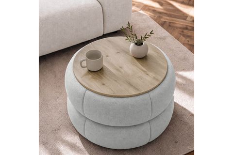 MODEİUS SEHPALI PUF, SAFİR MEŞE AÇIK GRİ