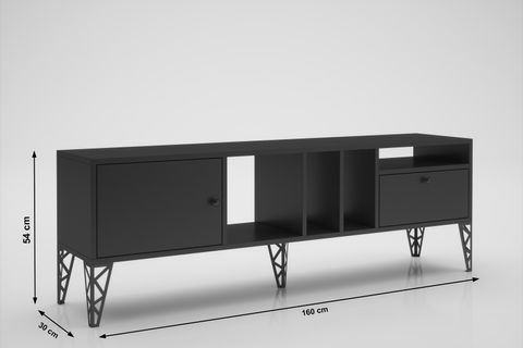 CERCEİ TV ÜNİTESİ, SİYAH, 160 CM