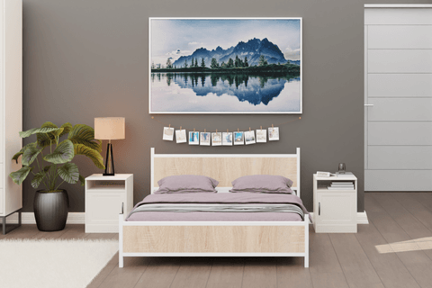 GM MODERN  ÇİFT KİŞİLİK KARYOLA, BEYAZ SONOMO, 140X190