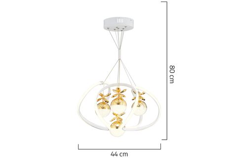 BALCA DÖRTLÜ 3 RENKLİ LED AVİZE, BEYAZ GOLD