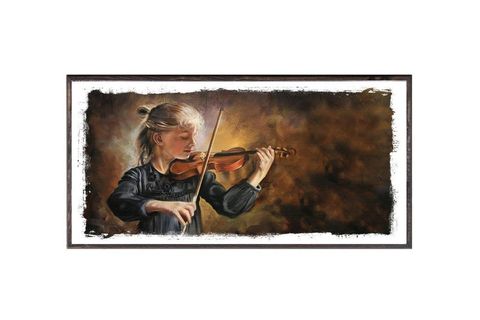 ÇERÇEVELİ VİOLİN  AHŞAP TABLO 30X60