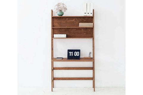 WOODESK ARGOS AHŞAP ÇALIŞMA MASASI VE KİTAPLIK, TİK RENK