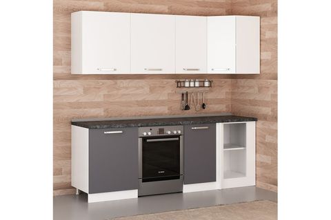 MİNAR 225CM KÖŞE MUTFAK DOLABI BEYAZ ANTRASİT K225A2