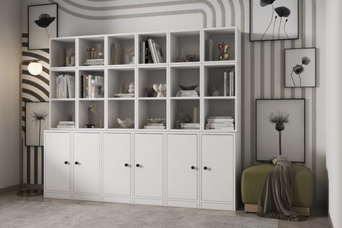 LEKSA 6 KAPAKLI KİTAPLIK 200 CM BEYAZ KTP-1336-Ç